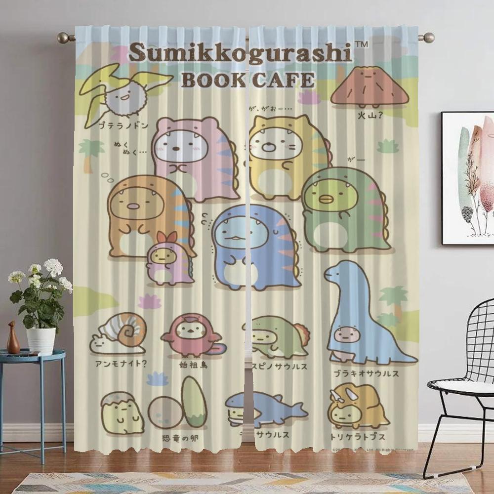 Modern Living Room Curtains 2 Pieces Sumikko Gurashi Home Interior Curtains for Camera Window Curtain Tulle for Bedroom Shades