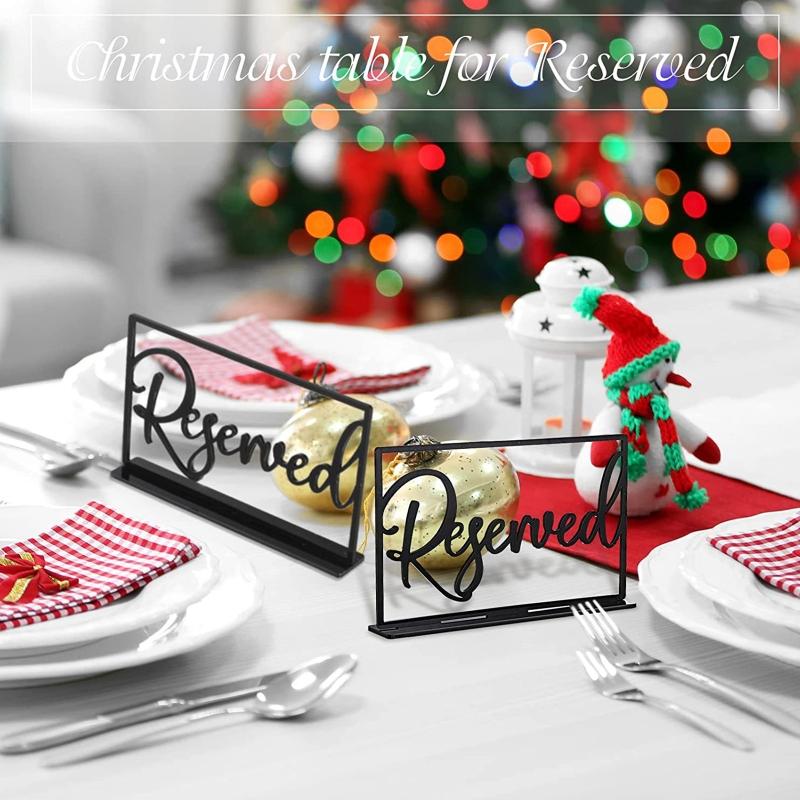Elegant Reserved Signs Acrylic Table Place Cards for Weddings Receptions Parties Events Restaurants Celebrations Black