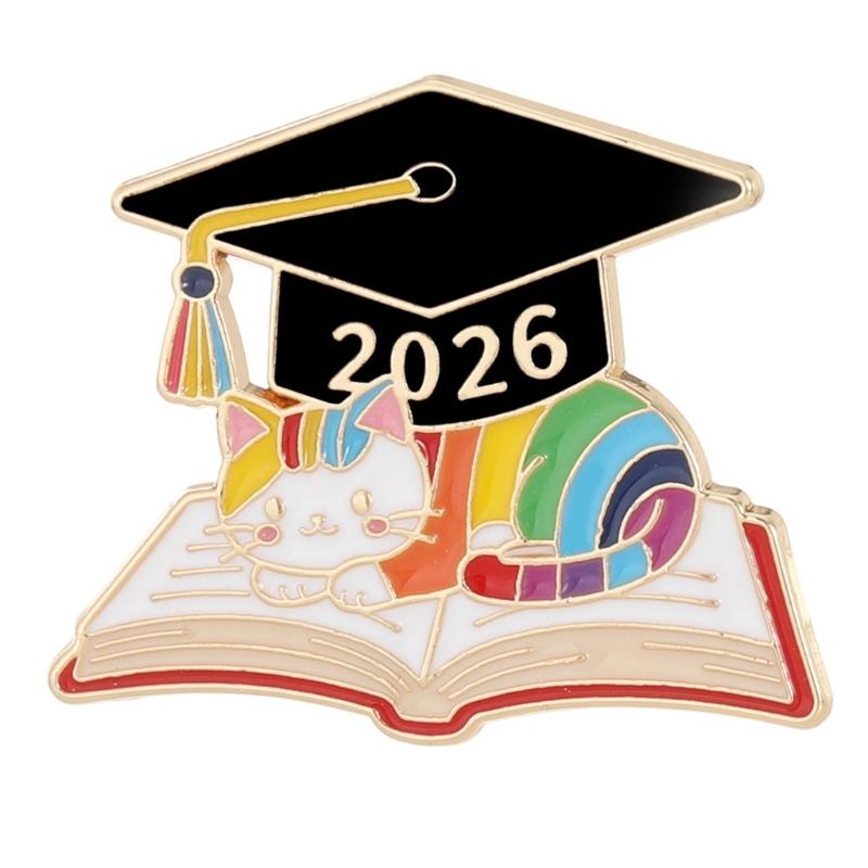 Elegant Book And Cap Design Alloy Brooch Corsage Pin For 2026 Graduates Commemorating Special Parties
