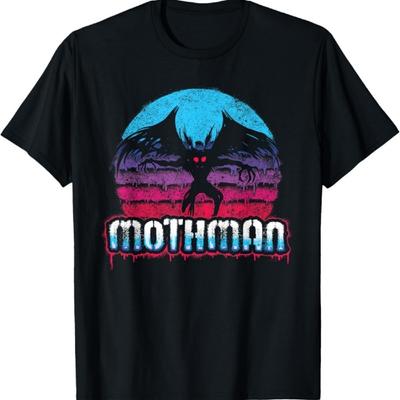 Retro Sunset Mothman Vaporwave Synthwave Graffiti Mothman T-Shirt