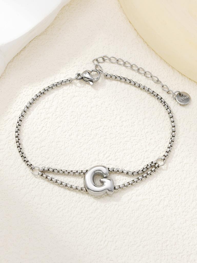 New stainless steel wholesale 26 English letters double-layer ring gold-plated bracelet