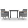 Vidaxl 3-Cz. Garden Furniture Set With Cushions, PE Rattan And Glass