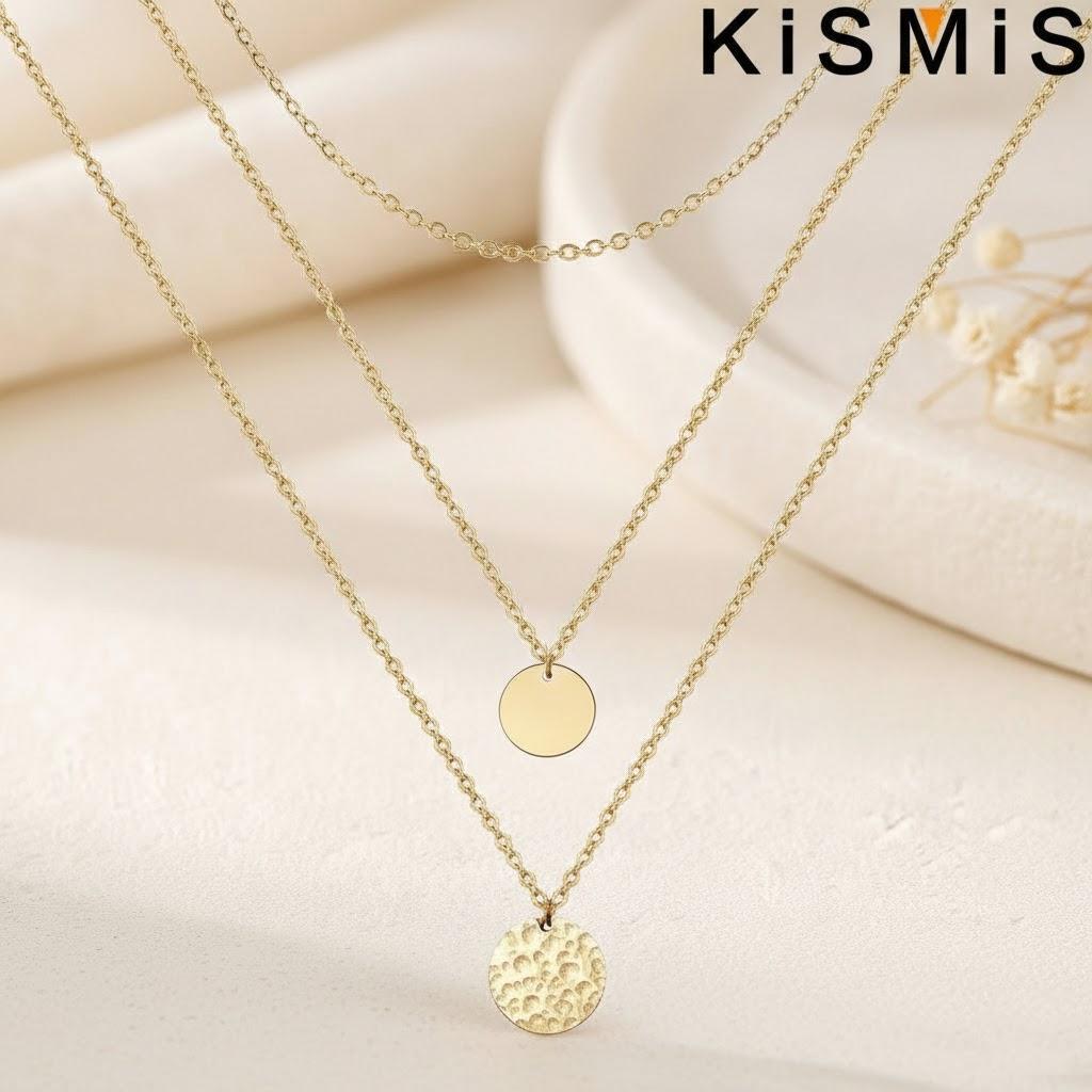 1Set Stainless Steel Layered Necklace Dainty Disc Chokers 14K Gold Plated Layering Necklaces Jewelry золотой