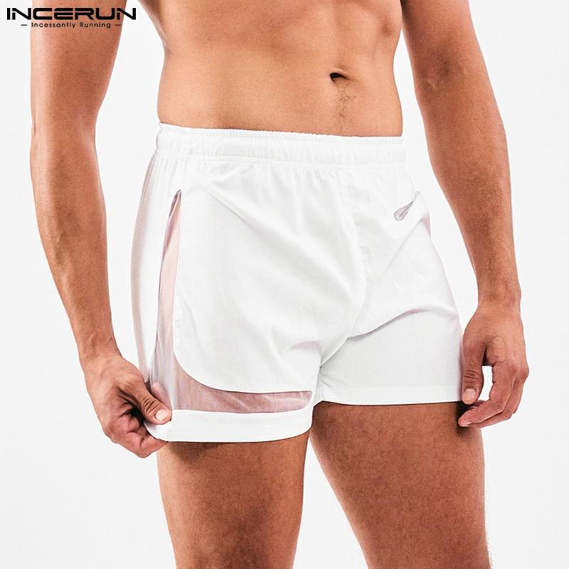 INCERUN Two Pieces Men Mesh Sheer Sleeveless Tank Tops and Shorts Sport Home Outfits Sets