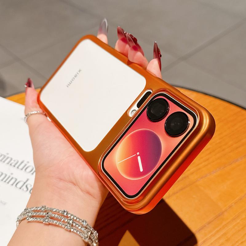 

New Vitality Orange Luxury Solid Color Plating Border Matte Translucent Acrylic Phone Case For Xiaomi 17 Pro Max Bumper Cover Xiaomi 17