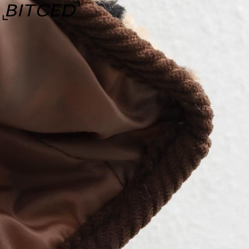 BITCED Women's Autumn Button-Front Fashion Leopard Print Oversized Shearling Coat