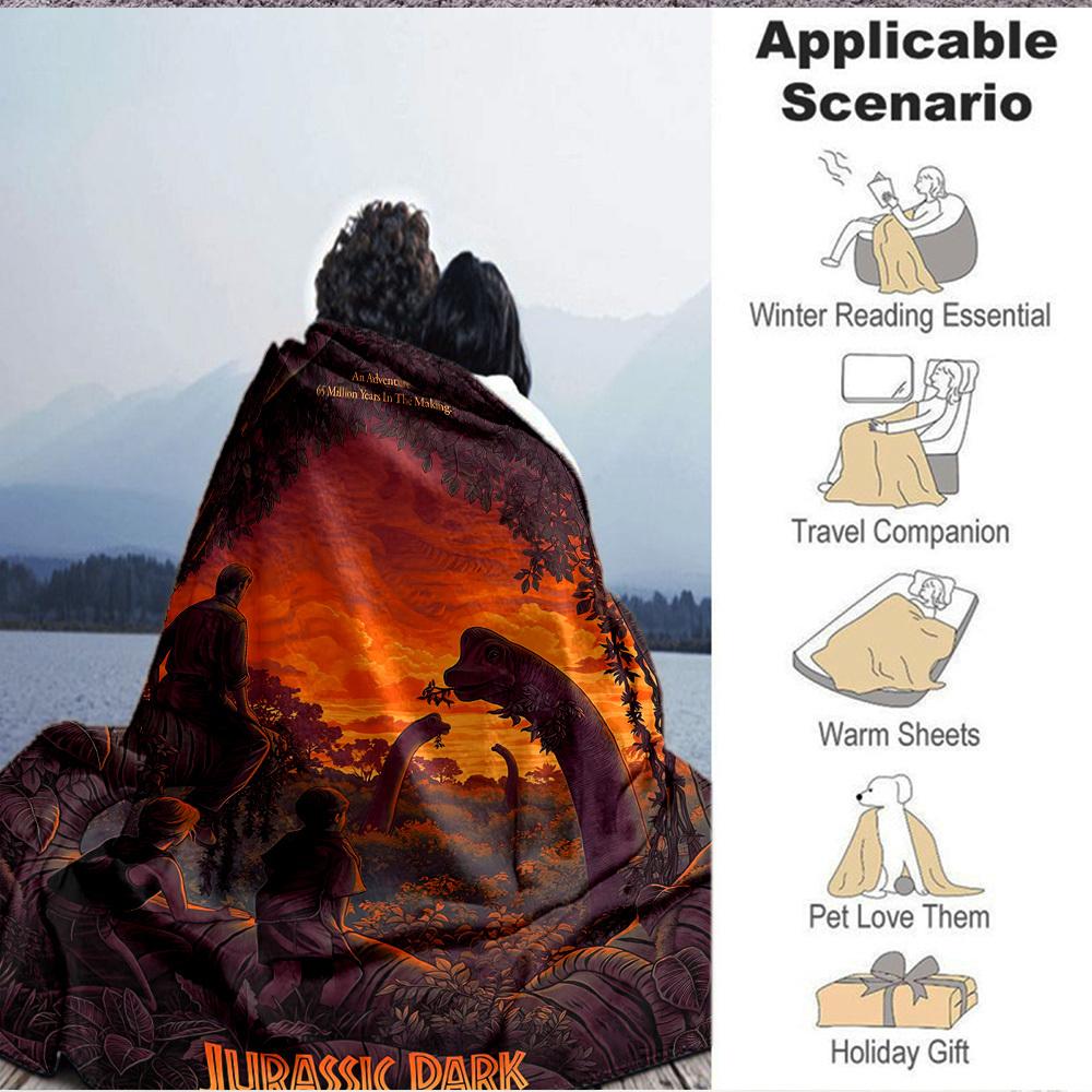 1pc Dinosaur, Adventure Blanket Lightweight Flannel Blanket Throw Blanket For Sofa, Bed, Travel, Camping, Livingroom, Office, Couch