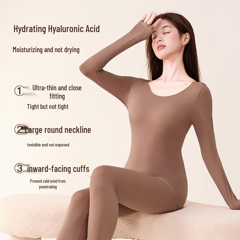 Fenteng Women's Seamless Ultra-Thin Thermal Underwear Set