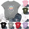 Women's Fashion Casual Printed Round Neck Short Sleeved T-Shirt Top T-Shirt Top Top