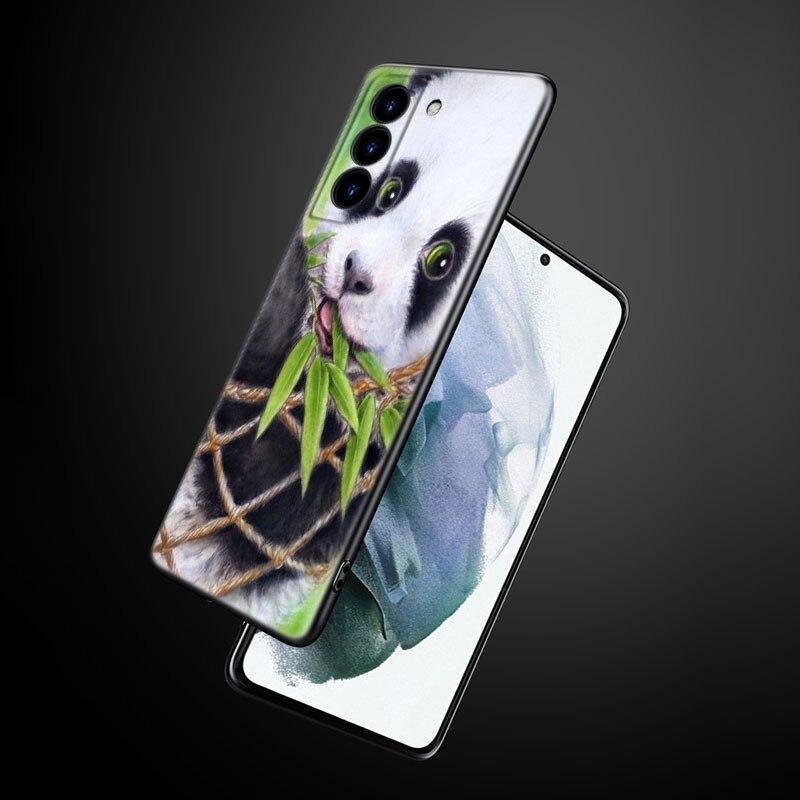 Chinesische Bär Panda Handyhülle für Samsung Galaxy S22 Pro S21 S20 Ultra FE S10 Lite 5G S10E S9 S8 Plus Weiche TPU Schwarze Hülle