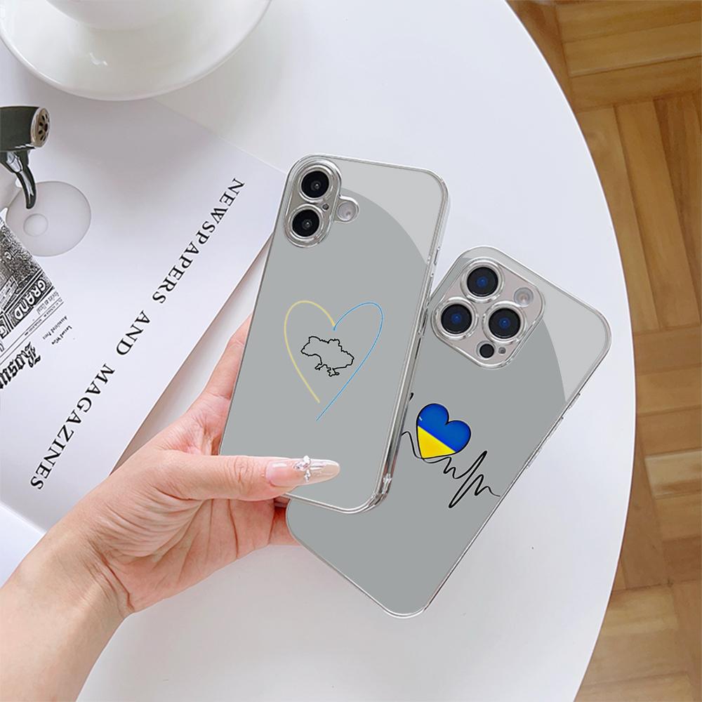 N182 Love Design Phone Case for iPhone 16 15 11 Pro Max XR Samsung S24 S23 Ultra A54 A35 Xiaomi Redmi Note 13 12 Pro Plated Frame Tempered Glass Cover