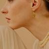Summer Niche Design Literary Retro Yellow Gemstone Beaded Collarbone Chain Copper Plated 18K Real Gold Necklace Women