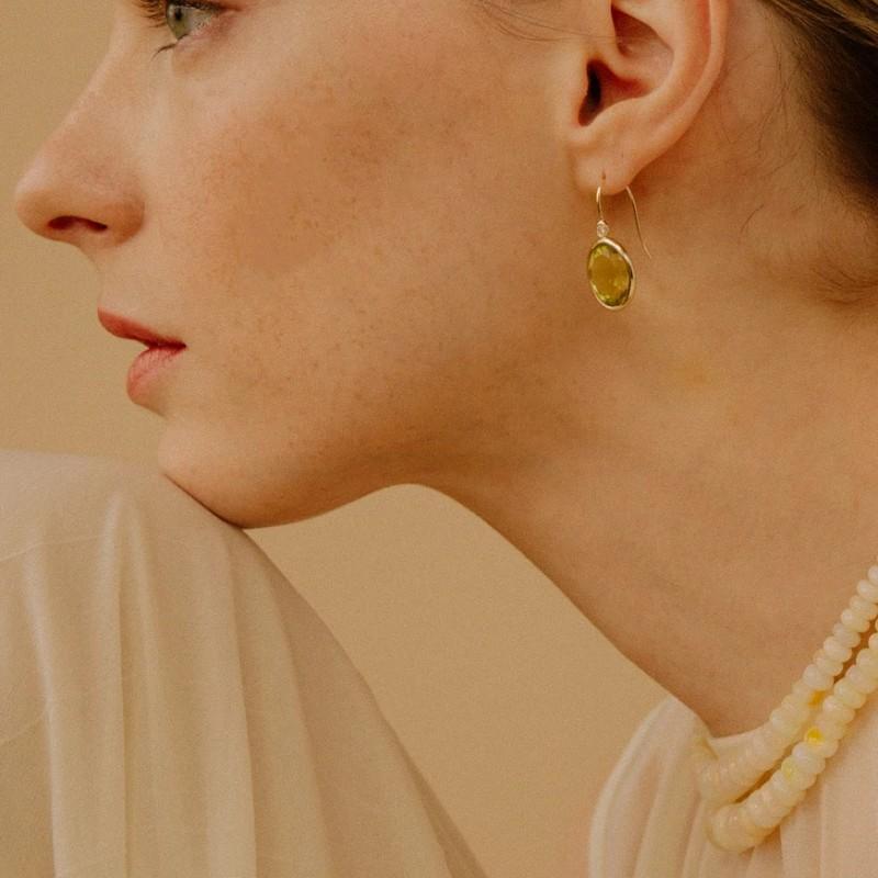 Summer Niche Design Literary Retro Yellow Gemstone Beaded Collarbone Chain Copper Plated 18K Real Gold Necklace Women