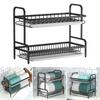 Dish Draining Rack 2-Tier Anti-Slip Feet Holds 17 Plates 18 Bowls Glasses Lunch Boxes Kitchen