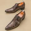 Britain Monk Double Strap Loafers Men's Pointed Skeleton Patent Leather Shoes Designer Formal Wedding Dress Homecoming Footwear