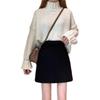 Plus Size High Waist Slimming Wool A-Line Skirt - Women's Autumn/Winter Korean Style, Petite Black Mini Skirt