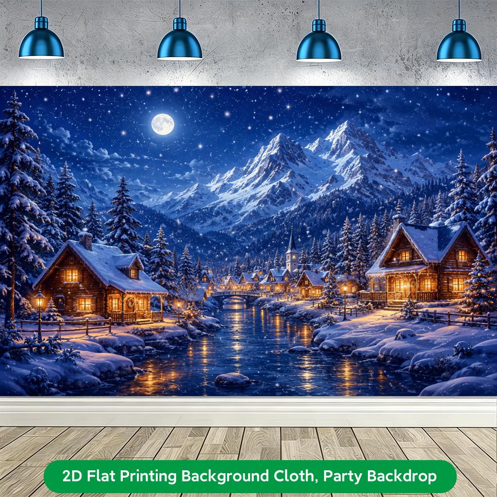 1Pcs Winter Night Village Decoration Background Winter Backdrop Decorations For Photo Studio Photo Booth Christmas Party