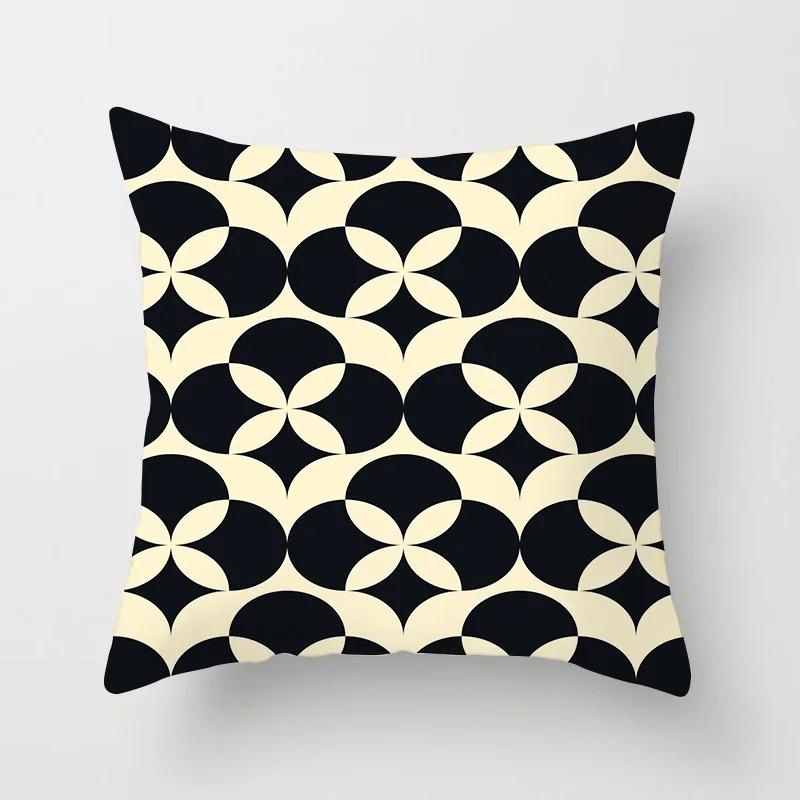 Office Living Room Home Pillowcase Car Ornaments Geometric Black and White Pattern Pillowcase