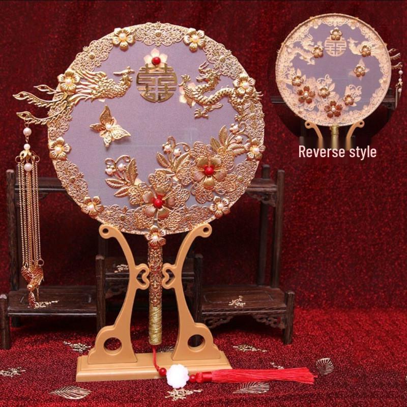 Xiuhe Bridal Fan with Bouquet: Traditional Chinese Wedding Accessory