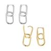 1 Pair Women Earrings Paper Clip Shape Geometric Polished Copper Pure Color Hollow Out Daily Commute Ear Jewelry Short Hanging Earrings