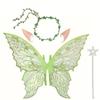Sparkling Wings Wreath Elf Ear Set Foldable Fairy Cosplay Set Butterfly Wings Set  Themed Party