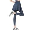 Yolky Yoga Pants with Layered Fitness Gym Women's Skirt, Culottes, Style, Joggers, Training, (JP, Alphabet, M, Blue)
