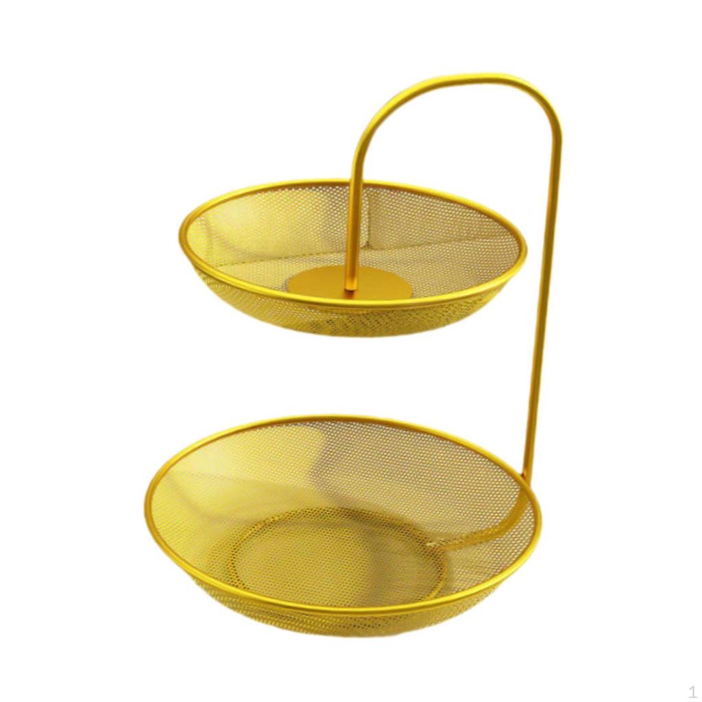 2-Tier Fruit Basket, Home Decor, Metal Wire, Non-Slip, Vegetable Mesh Bowl
