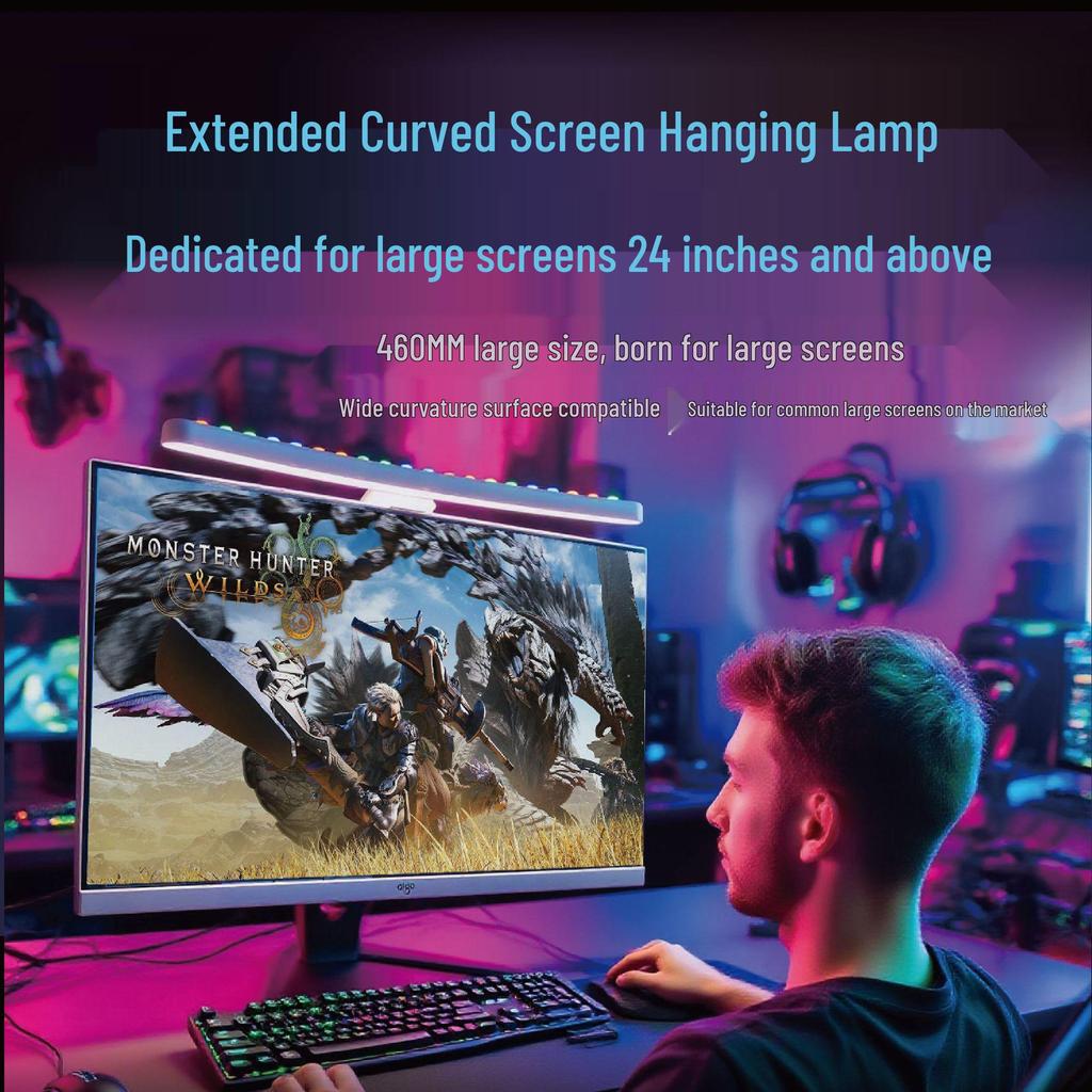 RGB Sound-Controlled LED Rhythm Light: Curved and Straight Screen Ambiance Lamp for Computer Monitors
