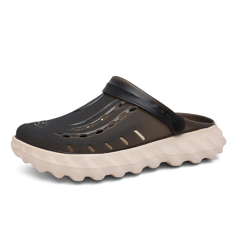 New jelly sandals, men's thick-soled fashion bag head slippers, heightened wear-resistant and high-end hole shoes