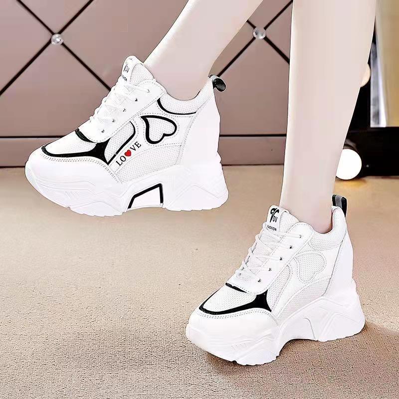 Chunky Sneakers Women Autumn Mesh Lace Up Basket Sports Shoes Comfortable Platform Casual Dad Shoes Anti Slip Wedges Vulcanize
