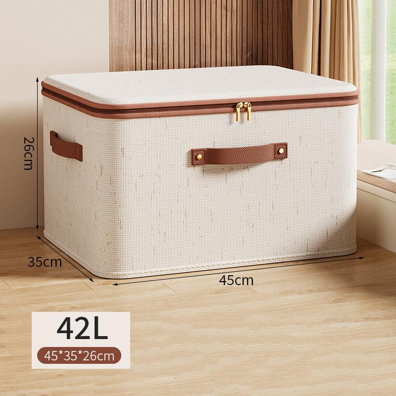 Foldable Fabric Clothes Storage Boxes - Washable Moisture-Proof Organizer Bins with Lock & Handles for Closet