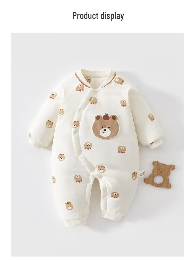 150g Quilted Cotton Baby Bodysuit - Thick, Class A, Autumn/Winter Newborn Homewear