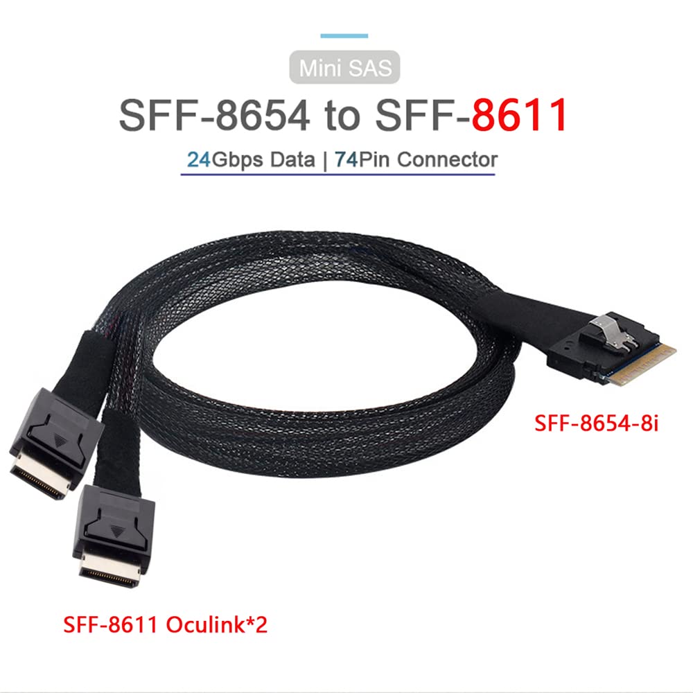 NFHK Ultraport Slimline SAS Slim 8i74pin To DualOculink Cable 50cm PCI-E 4.0 SFF-8654 SFF-8611 PCI-Express