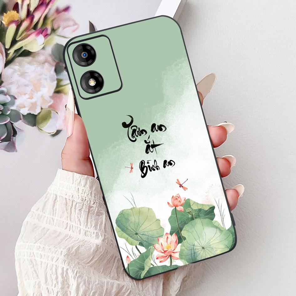 For Motorola Moto E13 Case Popular Flower Art Cover Soft Black TPU Silicone Phone Cases For Moto E14 E13 E 13 MotoE13 Back Cover
