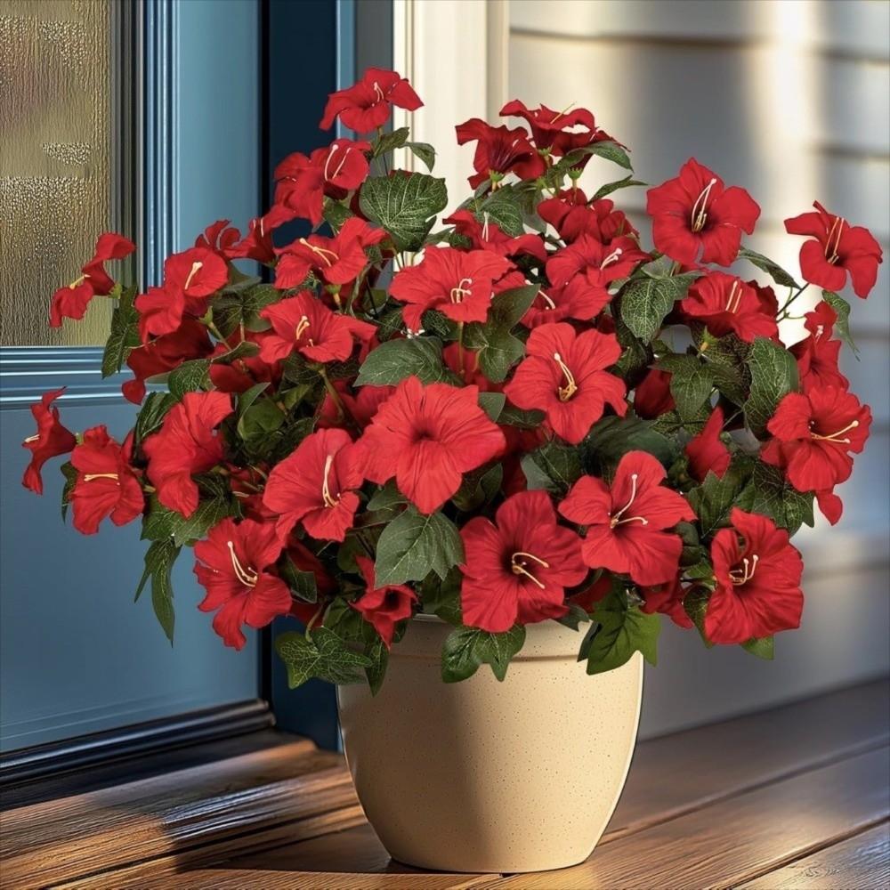 Multicolor Artificial Trumpet Flower No Fade All Season Realistic Faux Blooms In/Outdoor Decor Fake Flower Bouquets Garden