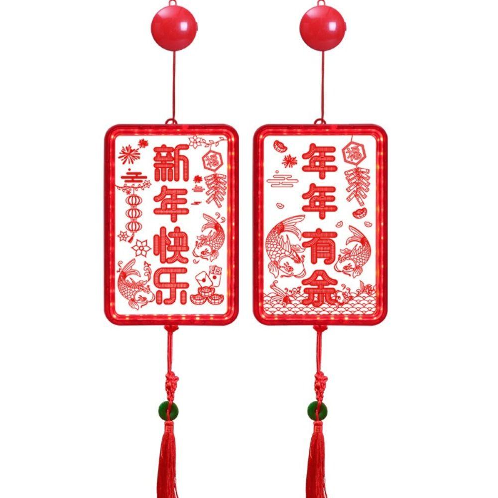 New Acrylic New Year Lantern Red Good Luck Hanging Lights With Tassel Red Hanging Lanterns Chinese New Year