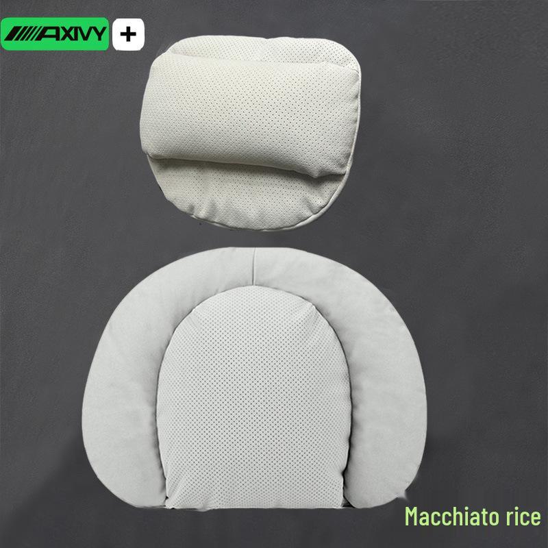 Adjustable Lumbar Support Headrest Cushion for Honda Civic and Mercedes-Maybach - Soft, Perforated Neck Guard.