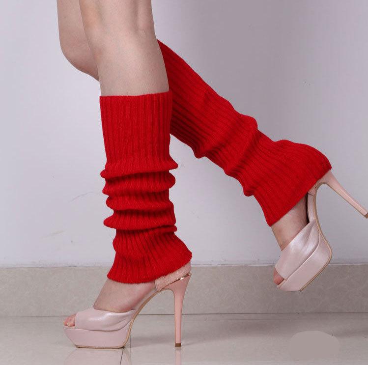 Winter Warm Knitted Leg Warmers Loose Style Lady Boot Knee Stockings Leggings Warm Boots Leg Punk Solid Black Cool Long Socks