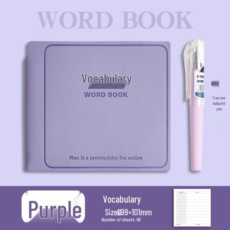 A7 English Vocabulary Book: Portable Pocket-Sized Notebook with Thick Pages, Vibrant Color Scheme, and Square Leather Cover