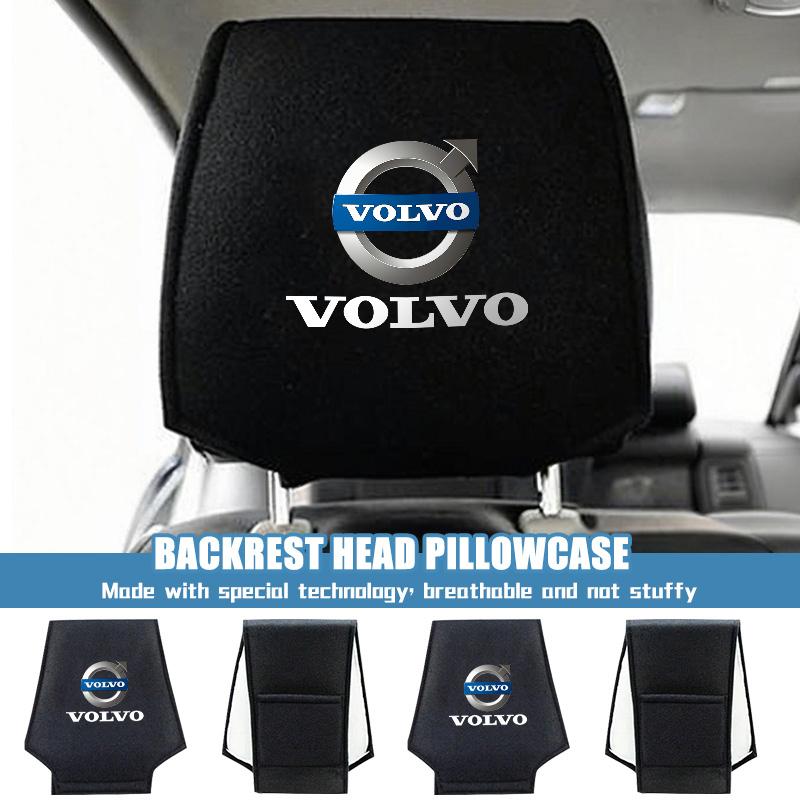 Car Logo Headrest Cover Seat Head Pillow Neck Headrest Cover For Volvo V40 V60 C30 C70 S60 S80 S90 XC40 XC60 XC70 XC90 T6