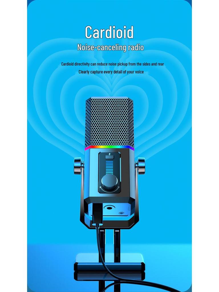 RGB Noise-Reducing Mic for Gaming, Streaming, Conferences, and Online Classes - Blackout Desktop Microphone