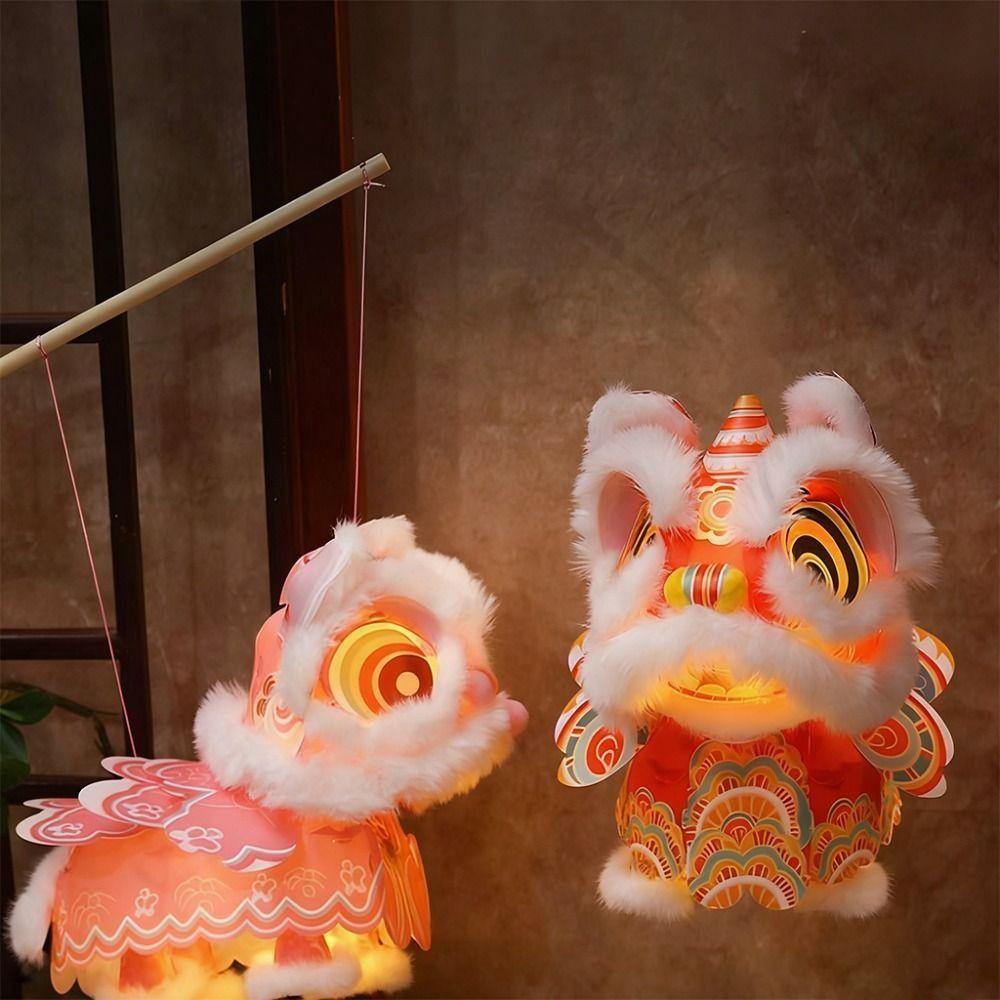 Balíček materiálu pro kutily Novoroční lampion s lvem Voděodolný s třásní Starodávný novoroční lampion Závěsná ozdoba