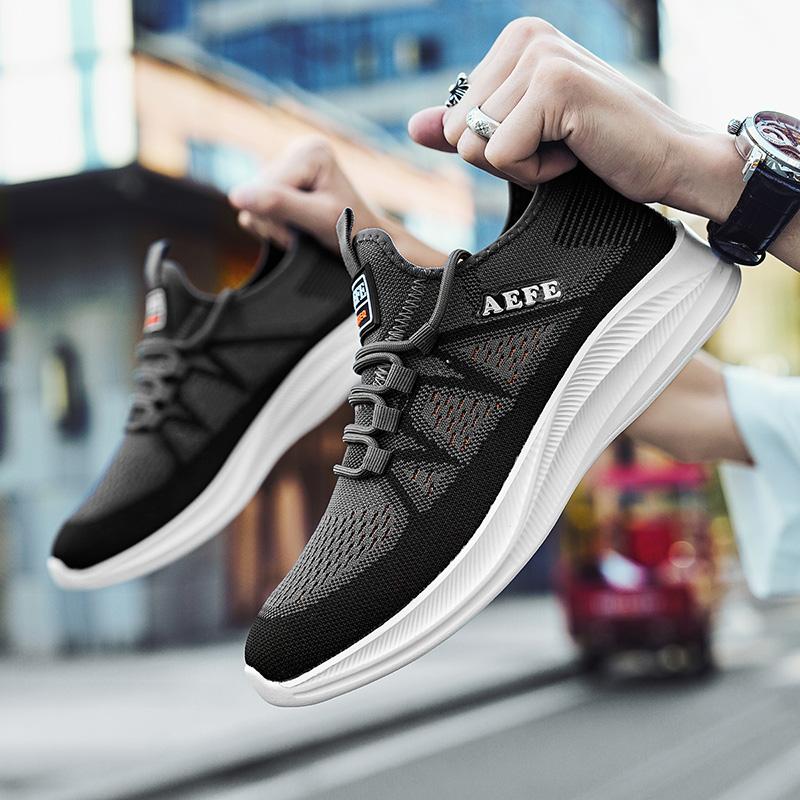 Mode Ademende Heren Hardloopschoenen Hoge Kwaliteit Lichtgewicht Antislip Buitensportschoenen Zachte Vetersluiting Tennis Sneaker voor Man