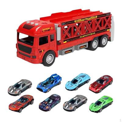 Vehicle Set with Foldable Transport Truck for Kids