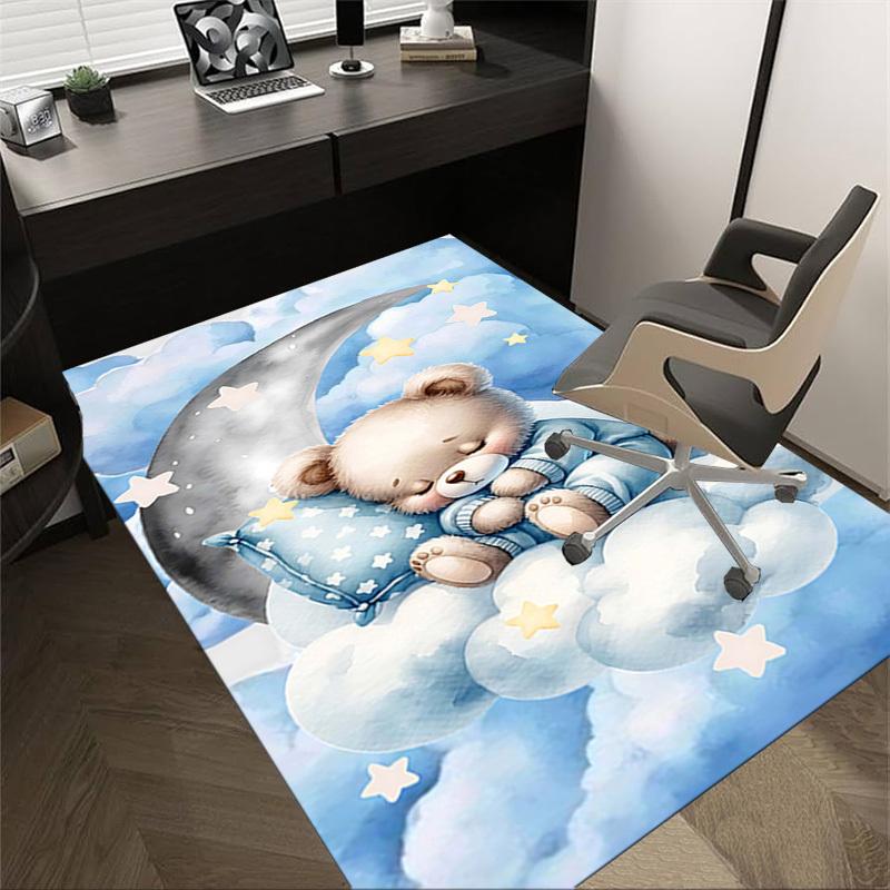 

1PC Bear Moon Non-Slip Floor Carpet Compatible for Office&Living Room&Bedroom&Dining room - Flat-Weave Machine-Washable Rectangular-W324 60cm by 90cm