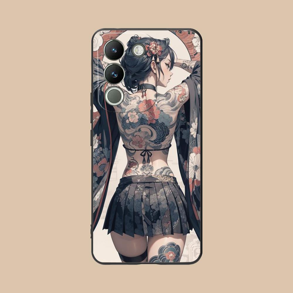 Modne etui na telefon komórkowy z tatuażem dla dziewczyny do VIVO V60 V50 V40 V30 V29 V27 V25 V23 Pro Lite 5G Kolorowy nadruk Pokrowiec Luksusowy