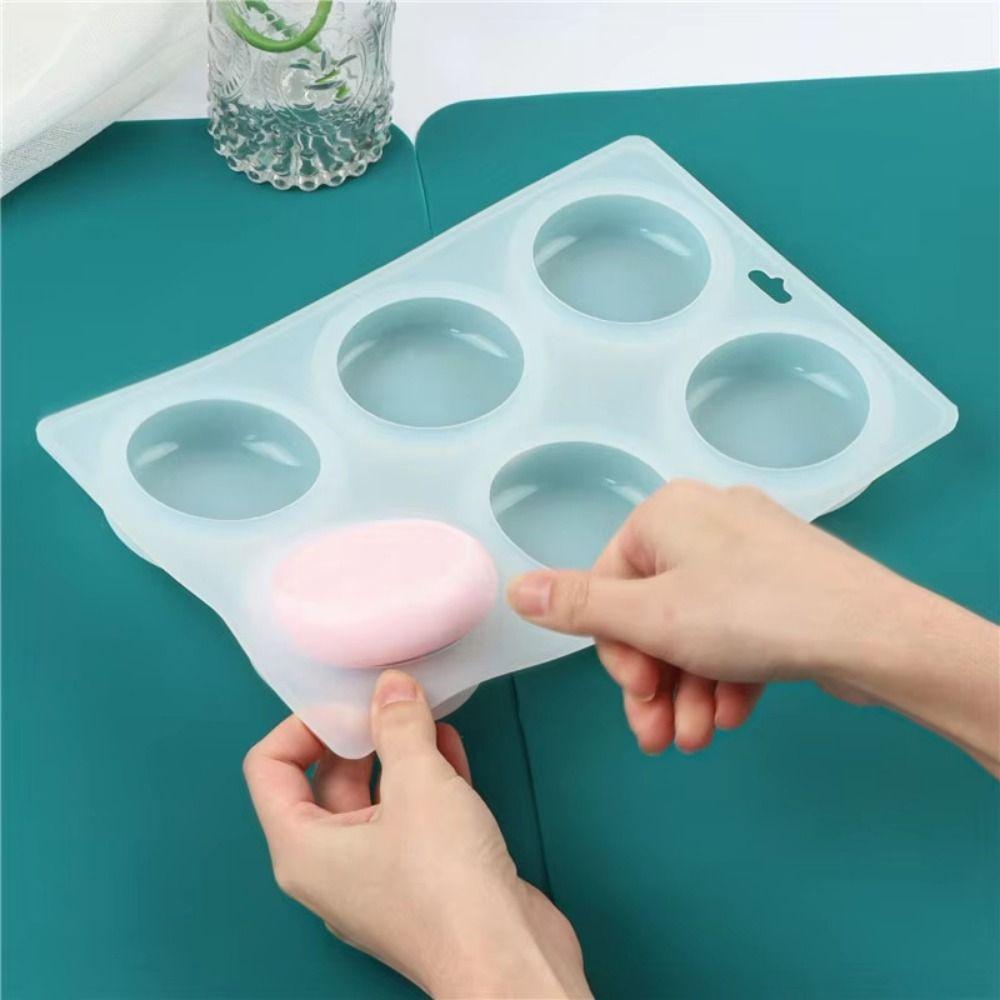 6 Holes Silicone Soap Mold Flat Bottom Soap Making Mold Round Silicone Mold Cake Decorating