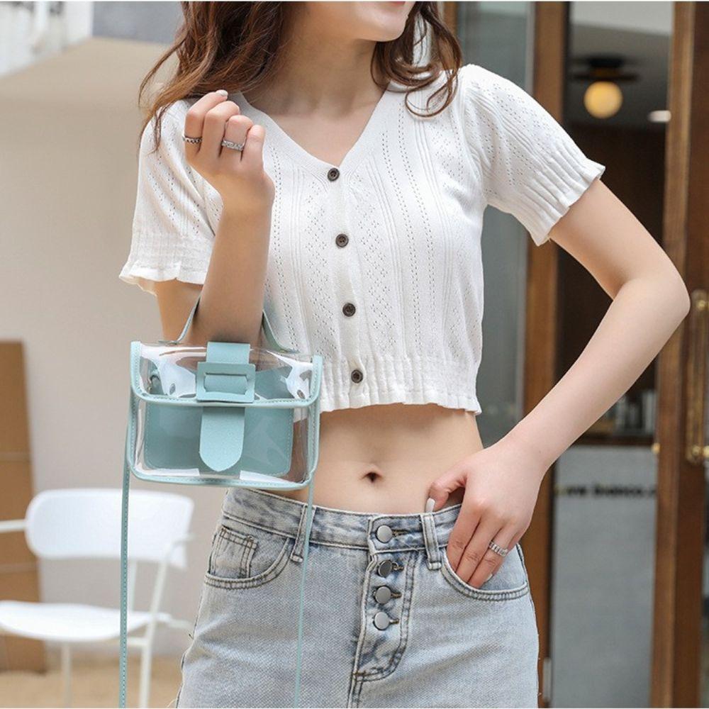 Transparent Ins Style Jelly Bag Small Square Bag Shoulder Messenger Crossbody Bag Women Handbag