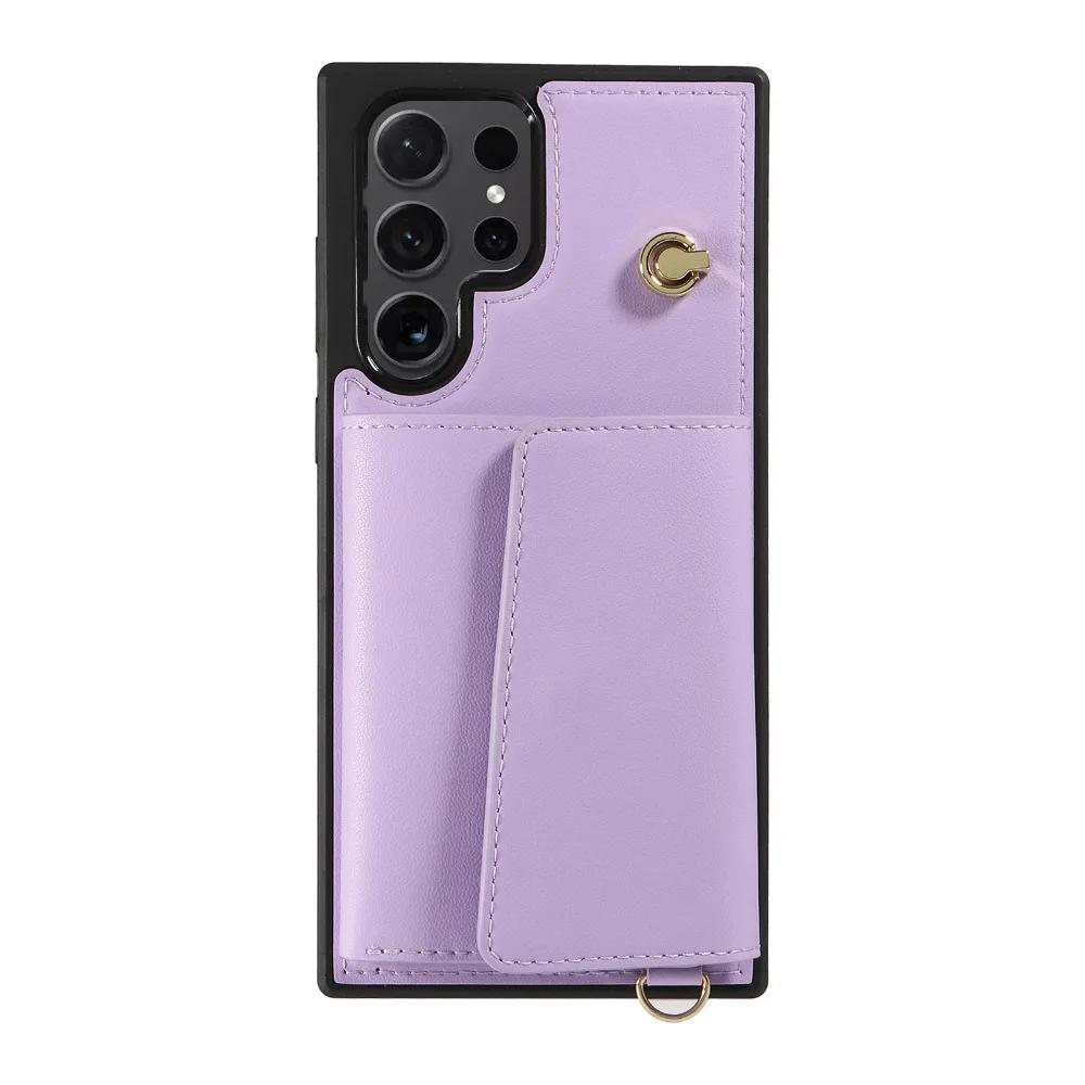 Pasek na nadgarstek z portfelem i miejscem na karty, etui na telefon do Samsung Galaxy S25 Ultra S24 S23 FE S22 S21 Plus, skórzane etui