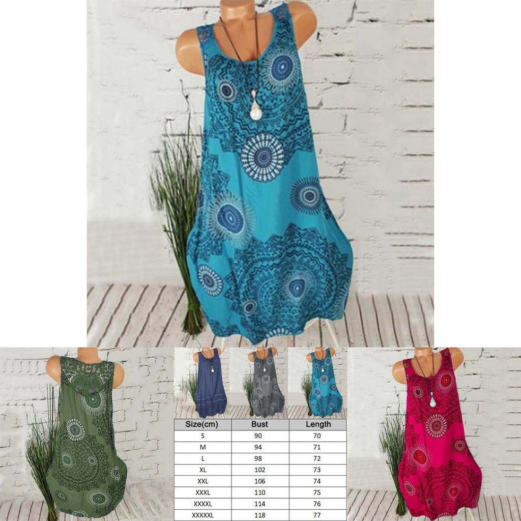 Women's Boho Sundress Midi Length Summer Evening Cocktail Party Beach Dress Size S To 5xl With Elegant Lace Hollow Design
